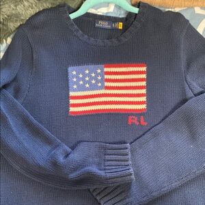 Polo by Ralph Lauren Blue and Red Crewneck Sweater